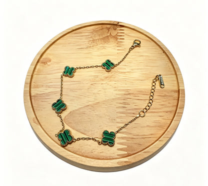 Gold-Tone Clover Necklace with Green Charms
