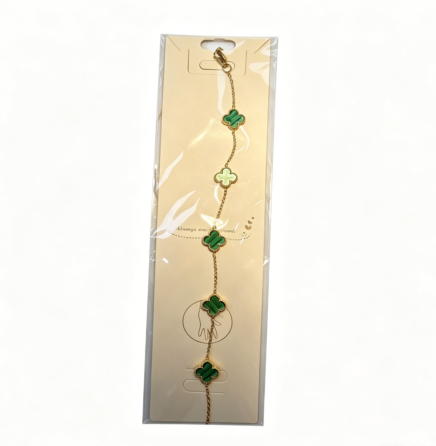 Gold-Tone Clover Necklace with Green Charms