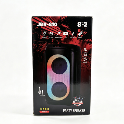 Dual 8" Portable Bluetooth Speaker with Wireless Mics & RGB Lights