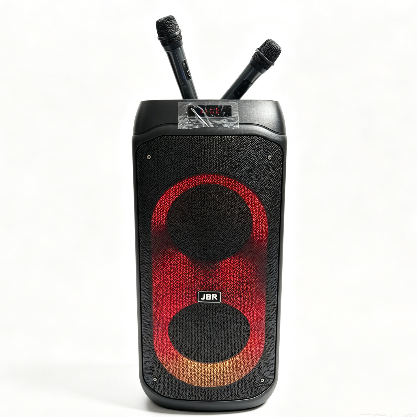 Dual 8" Portable Bluetooth Speaker with Wireless Mics & RGB Lights