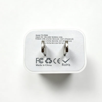 20W Dual Port Wall Charger, USB-A QC4.0 & USB-C PD Fast Charger US Plug