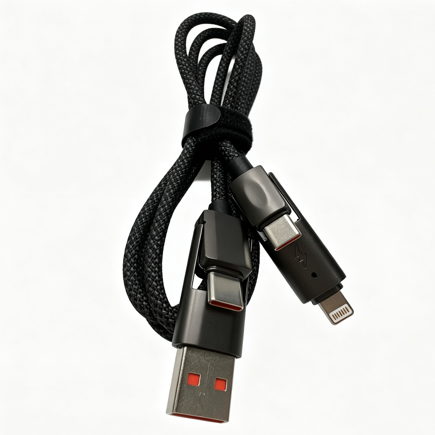 4 in 1 Multi USB Charging Cable, USB-A & USB-C to Lightning & Type-C Braided Data Cable, 1M