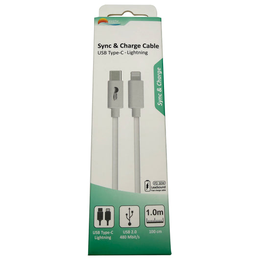 USB Type-C to Lightning Sync & Charge Cable, PD 30W Fast Charging Cord 1M White