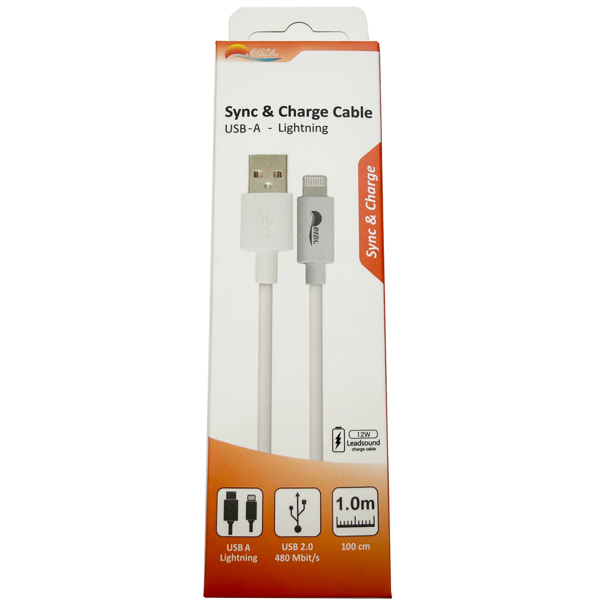 USB-A to Lightning Sync & Charge Cable, 12W Charging Cord 1M White