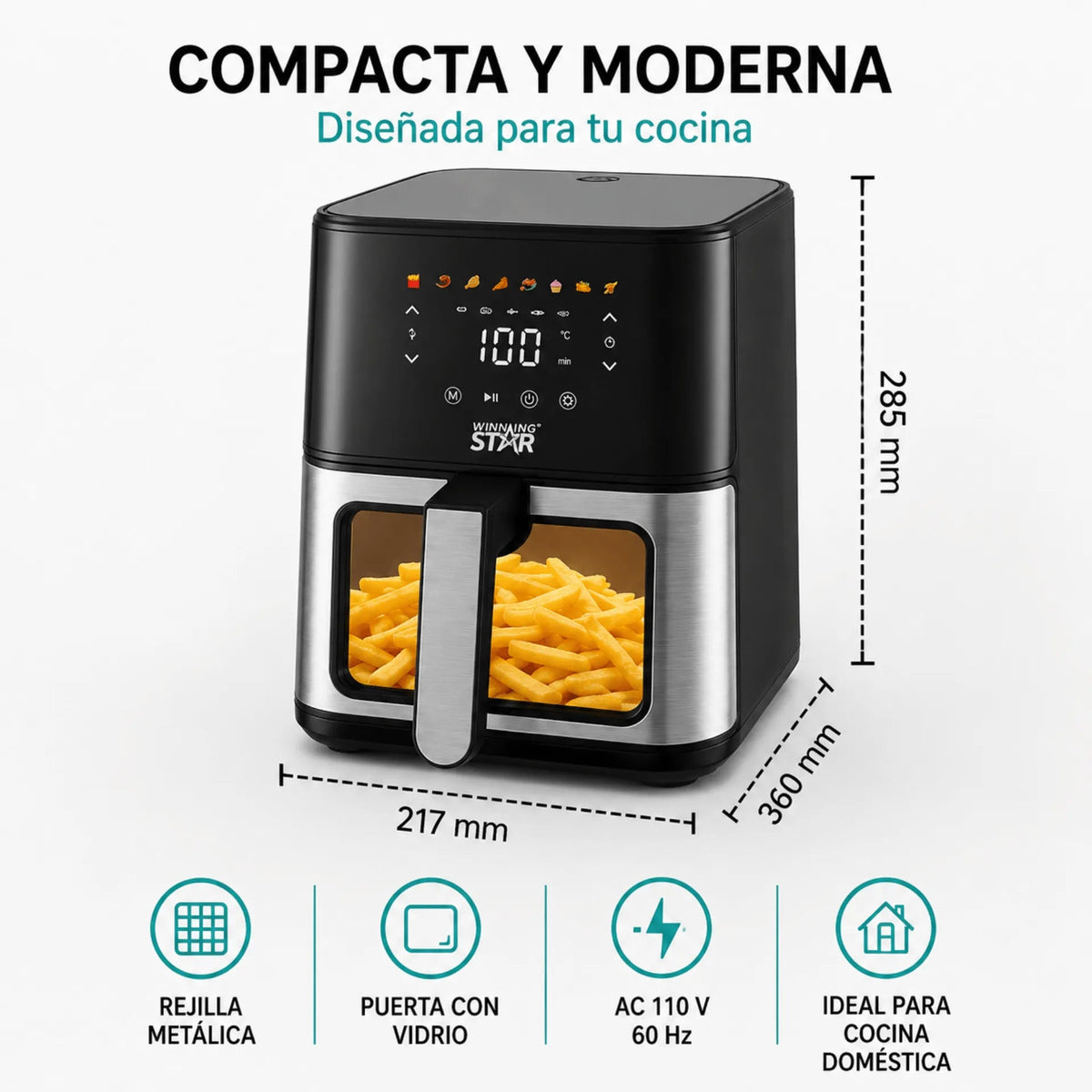 Winning Star, Air Fryer 4.5L/4.8 QT 1400W with Viewing Window