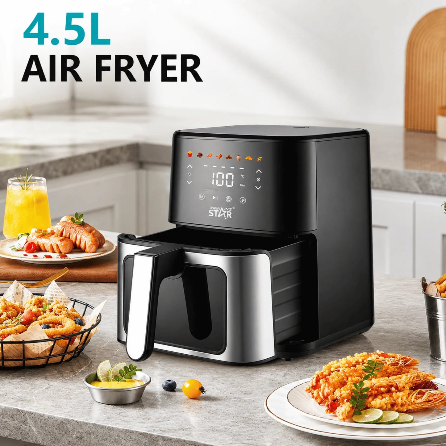 Winning Star, Air Fryer 4.5L/4.8 QT 1400W with Viewing Window