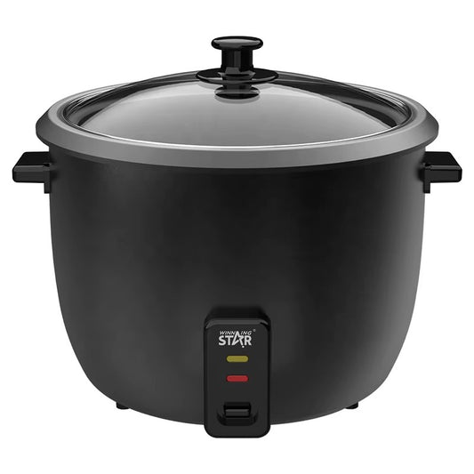 Big 5L/5.2 quart Electric Pot 21-Cup (Cooked) Rice Cooker with Glass Lid, WINNING STAR, Black
