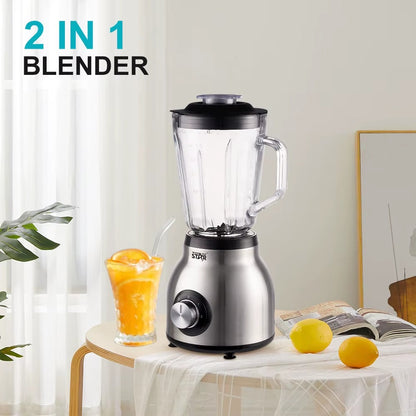Electric Stainless Steel 1.5L/1.59QT Blender Glass Jar Self-Cleaning 300 W Glass Jar