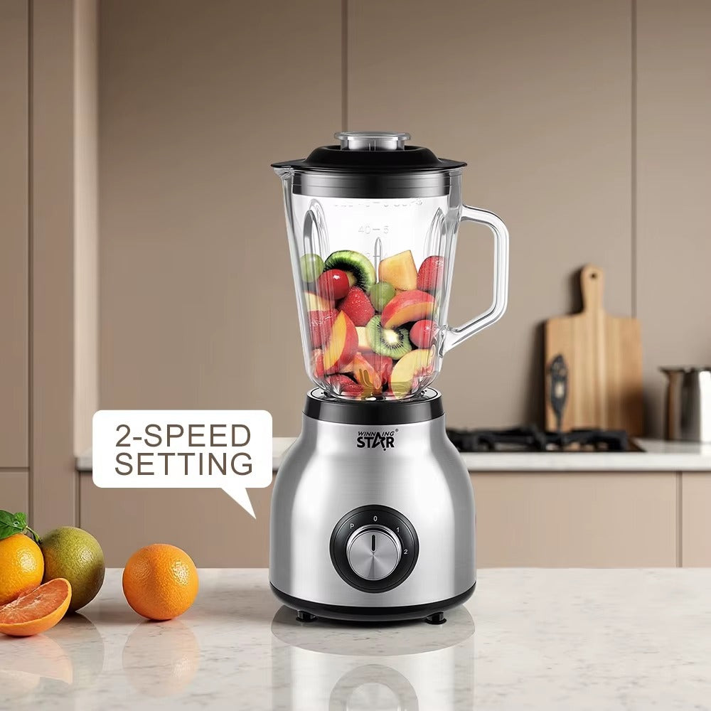 Electric Stainless Steel 1.5L/1.59QT Blender Glass Jar Self-Cleaning 300 W Glass Jar