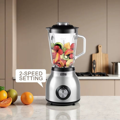 Electric Stainless Steel 1.5L/1.59QT Blender Glass Jar Self-Cleaning 300 W Glass Jar