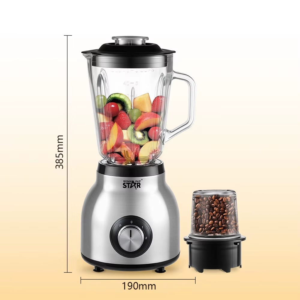 Electric Stainless Steel 1.5L/1.59QT Blender Glass Jar Self-Cleaning 300 W Glass Jar