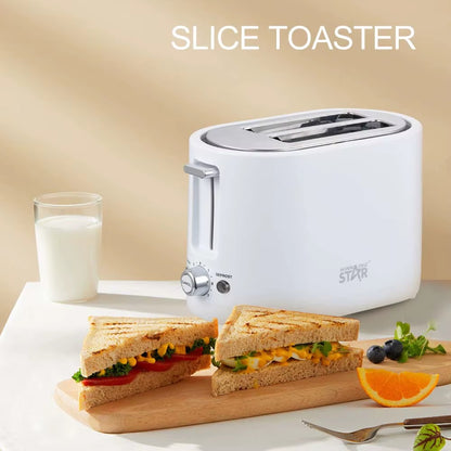Electric 2 Slice Bread Toaster 700W 7-speed,White