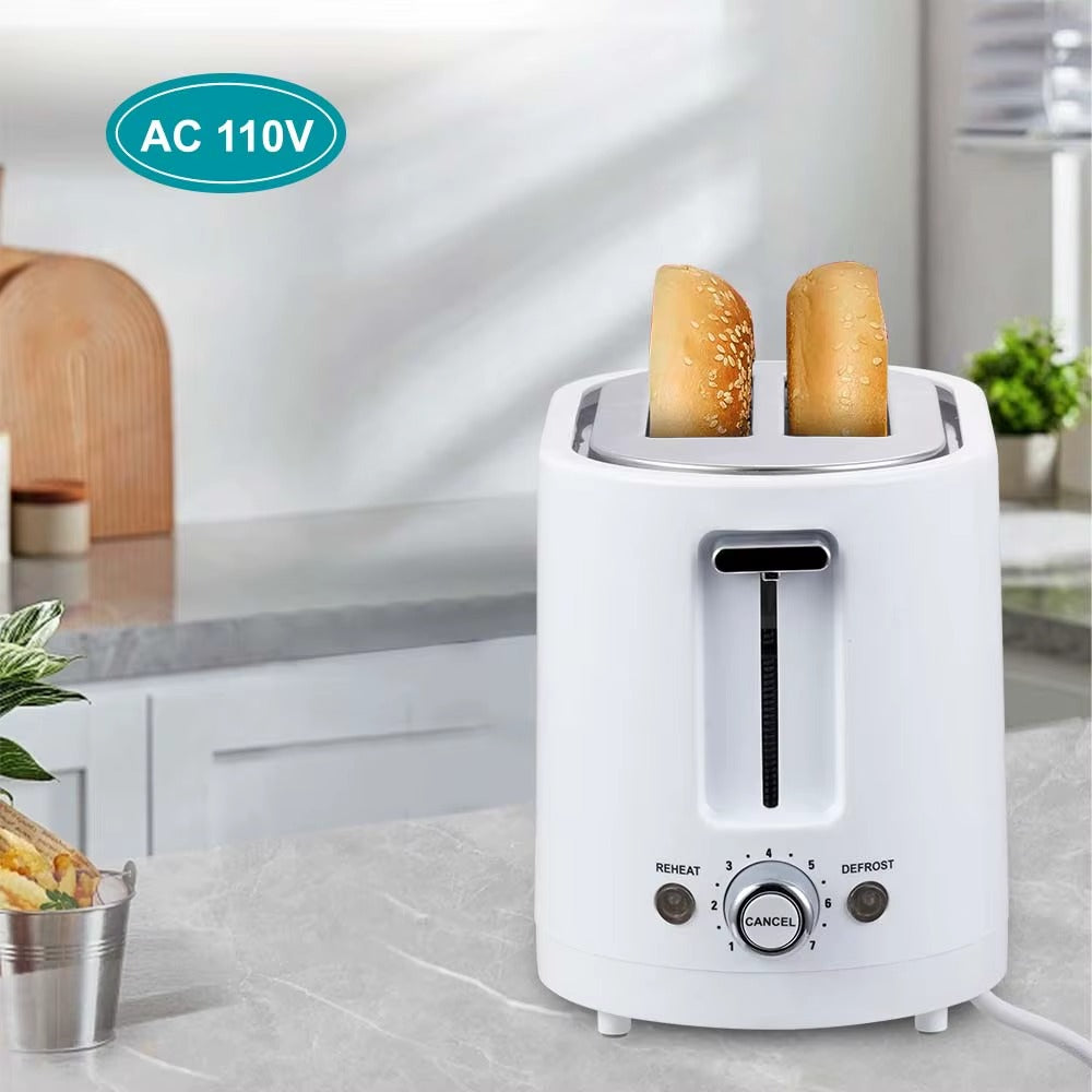 Electric 2 Slice Bread Toaster 700W 7-speed,White