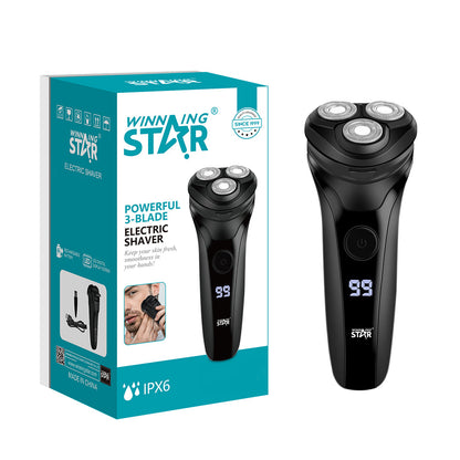 Electric Shaver 3-head rotary blades 600 mAh Washable IPX6, WINNING STAR