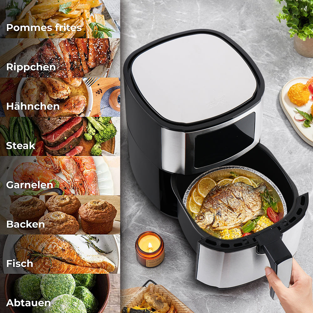 1400W 5.5L(5.81Qt) Electric Fryer Digital Touch Oilless Cooker Time Control Hot Air Fryers Oven