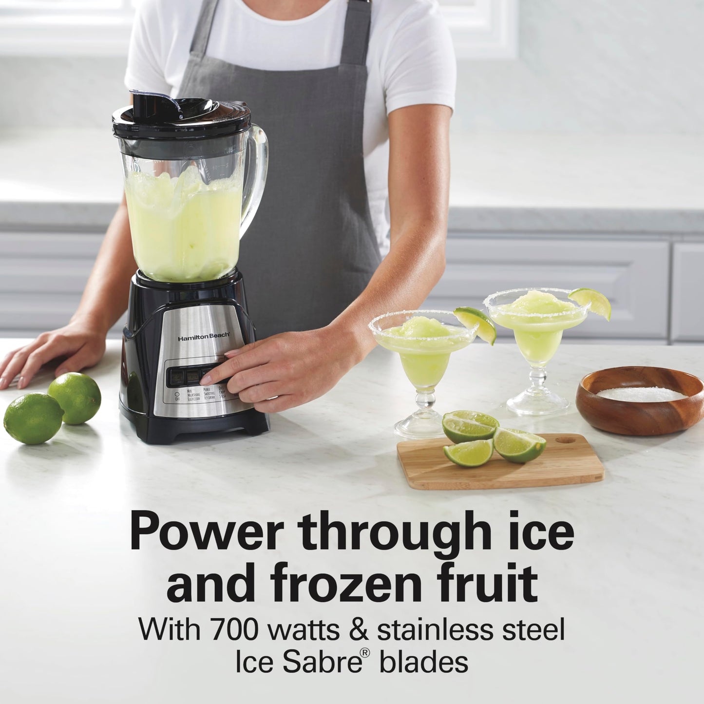 Hamilton Beach Power Elite Blender For Smoothies,Glass Jar,700W,40OZ, 12 Functions,Crush Ice