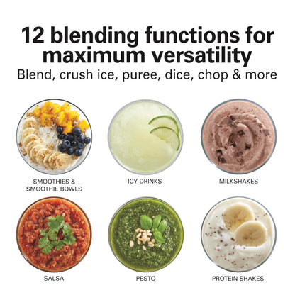 Hamilton Beach Power Elite Blender For Smoothies,Glass Jar,700W,40OZ, 12 Functions,Crush Ice