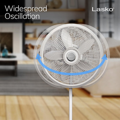 Lasko Pedestal Fan 18" with Adjustable Height 3 Speeds,White