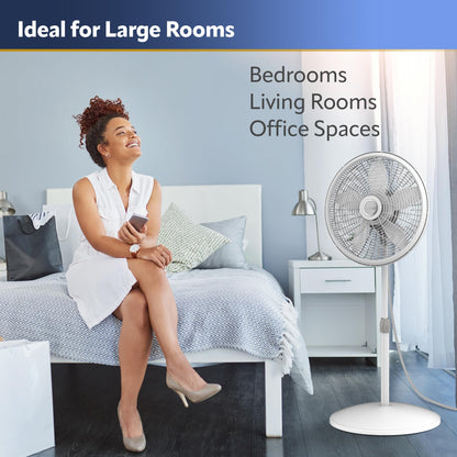 Lasko Pedestal Fan 18" with Adjustable Height 3 Speeds,White