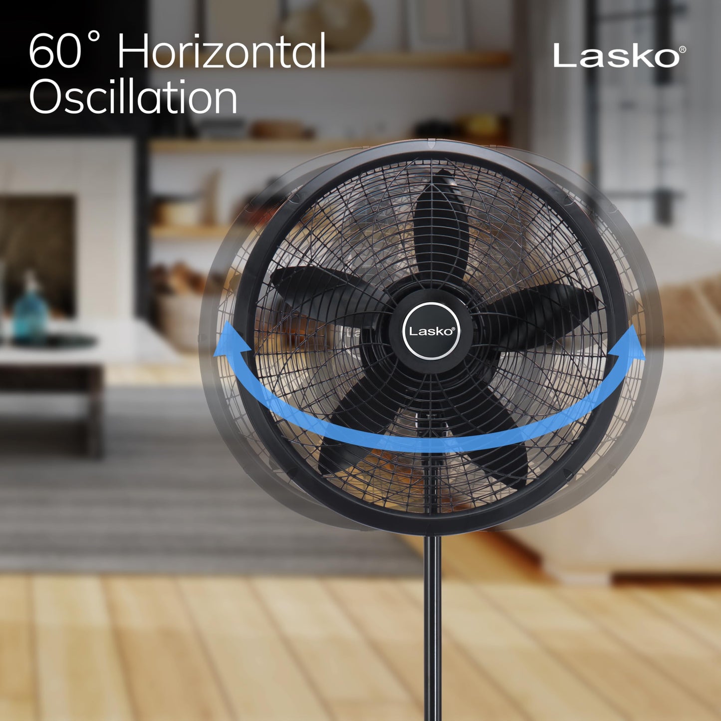 Lasko Pedestal Fan 18" with Adjustable Height 3 Speeds,Black