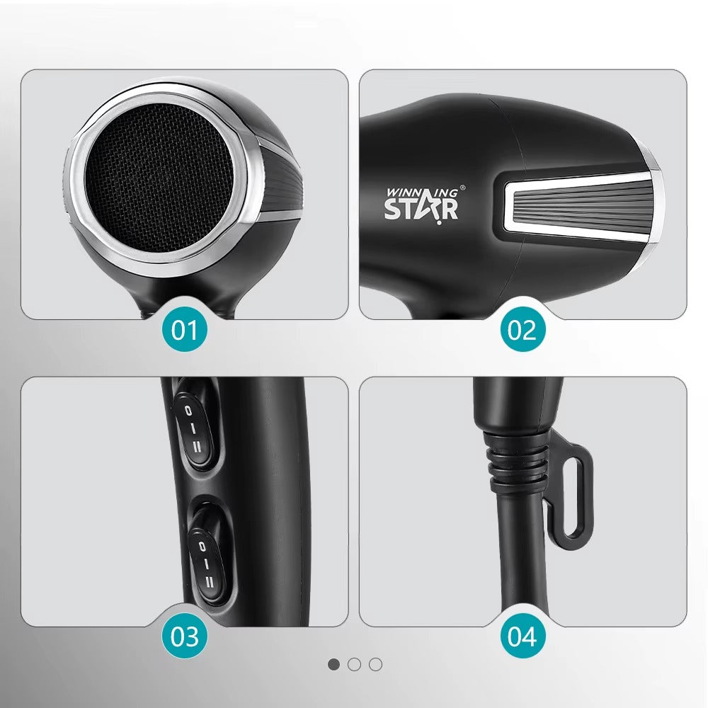 WINNING STAR Hair Dryer 2 Speed 3 Heat Settings 1200W
