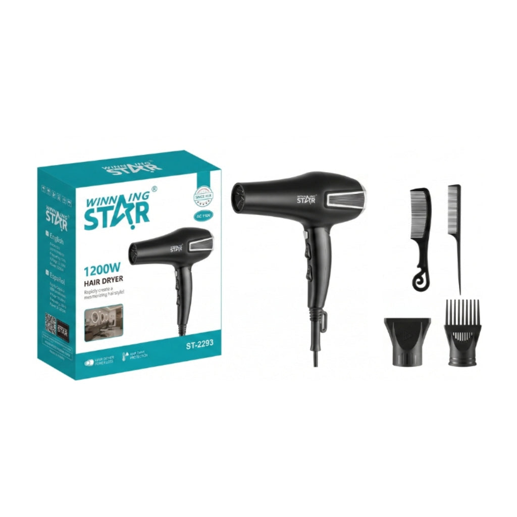 WINNING STAR Hair Dryer 2 Speed 3 Heat Settings 1200W