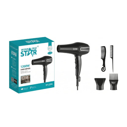 WINNING STAR Hair Dryer 2 Speed 3 Heat Settings 1200W