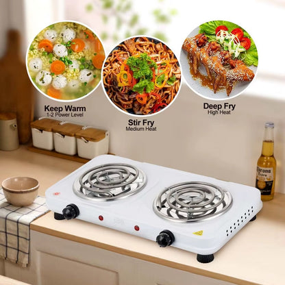 Electric Stove Coil Hot Plate Double Burner, White,WINNING STAR