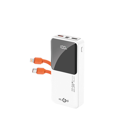 20000mAh Capacity PD 22.5W Fast Charging Power Bank Built-in Dual Cables Type C+ Lighting