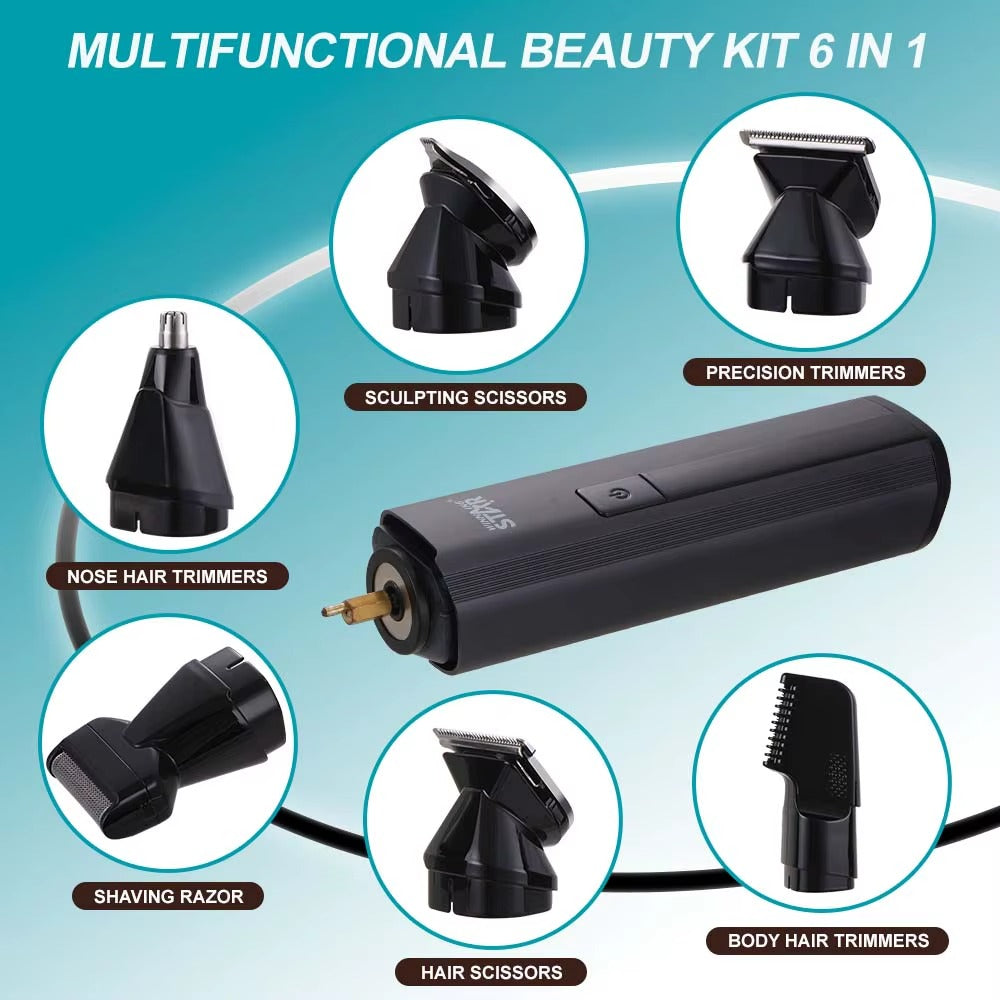 6 in 1 Multifunctional Barber Hair Rechargeable Trimmer Waterproof Hair Clipper for Man,WINNING STAR
