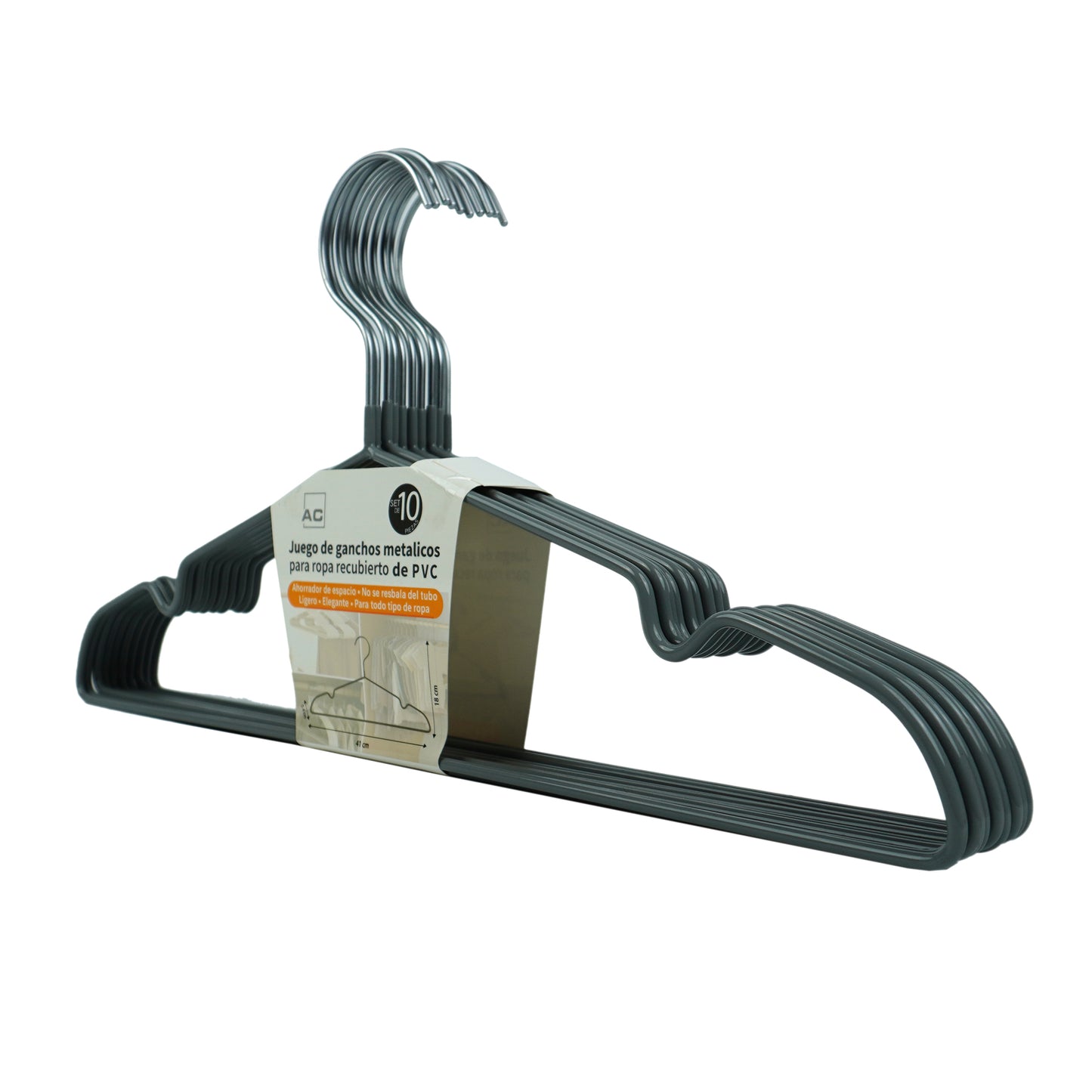 10 Pack Non-Slip PVC Coated Space Saving Clothes Hangers 18cm*41cm