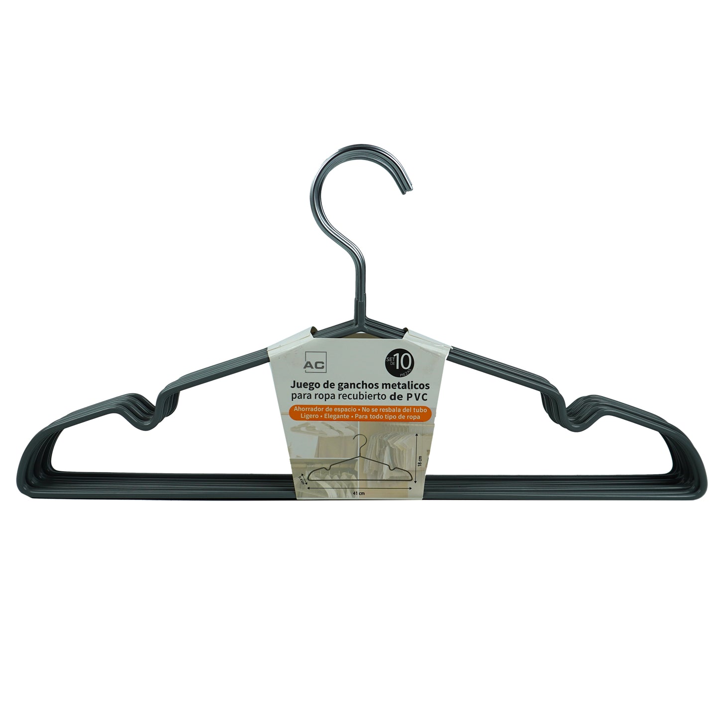 10 Pack Non-Slip PVC Coated Space Saving Clothes Hangers 18cm*41cm