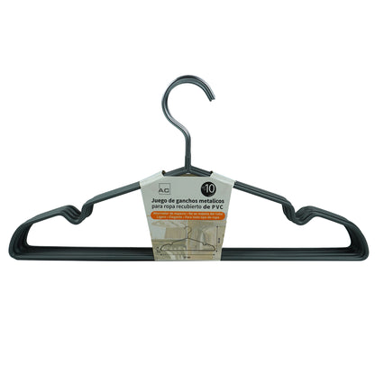 10 Pack Non-Slip PVC Coated Space Saving Clothes Hangers 18cm*41cm