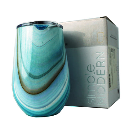 Ocean Geode Wine Tumbler with Lid 12oz