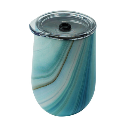 Ocean Geode Wine Tumbler with Lid 12oz