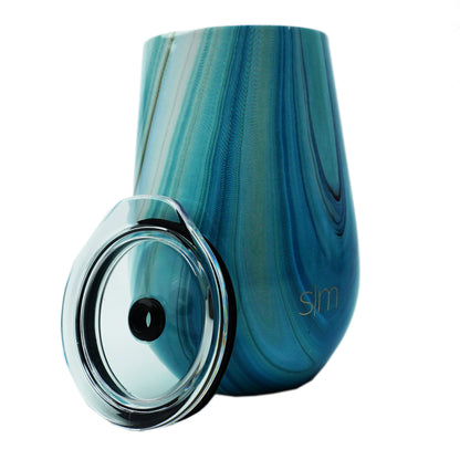 Ocean Geode Wine Tumbler with Lid 12oz