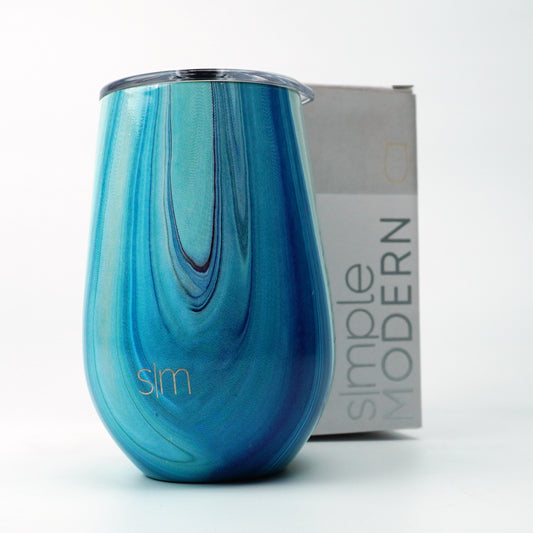 Ocean Geode Wine Tumbler with Lid 12oz