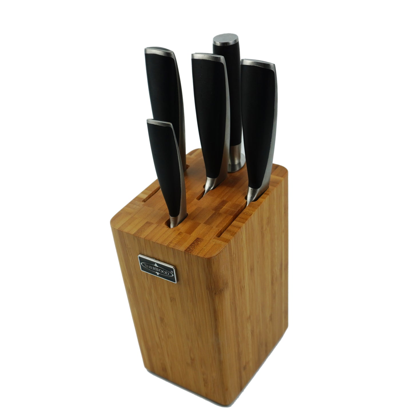 6-Piece Stainless Steel Knife Set with  Bamboo Holder