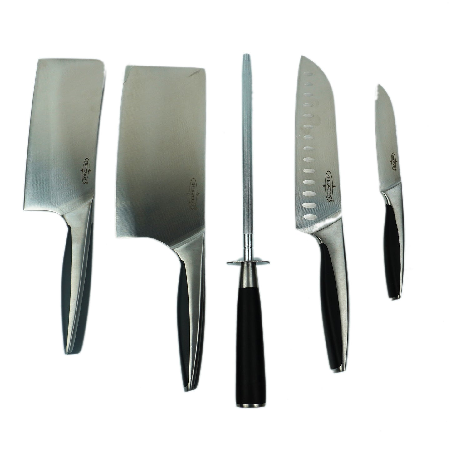 6-Piece Stainless Steel Knife Set with  Bamboo Holder
