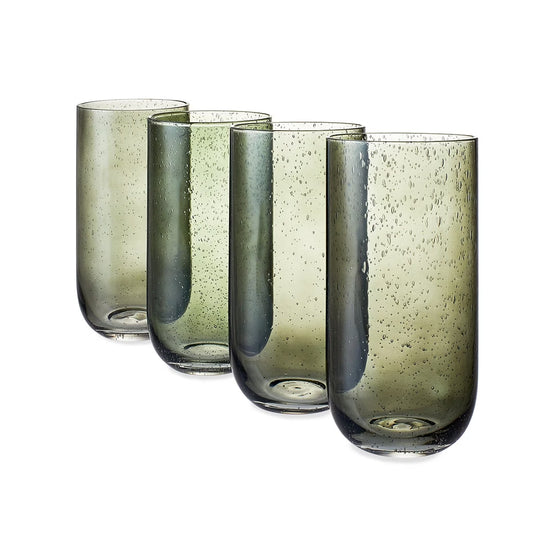 16.5oz/495ml Bubble Highball Glasses,4 Pack,Green