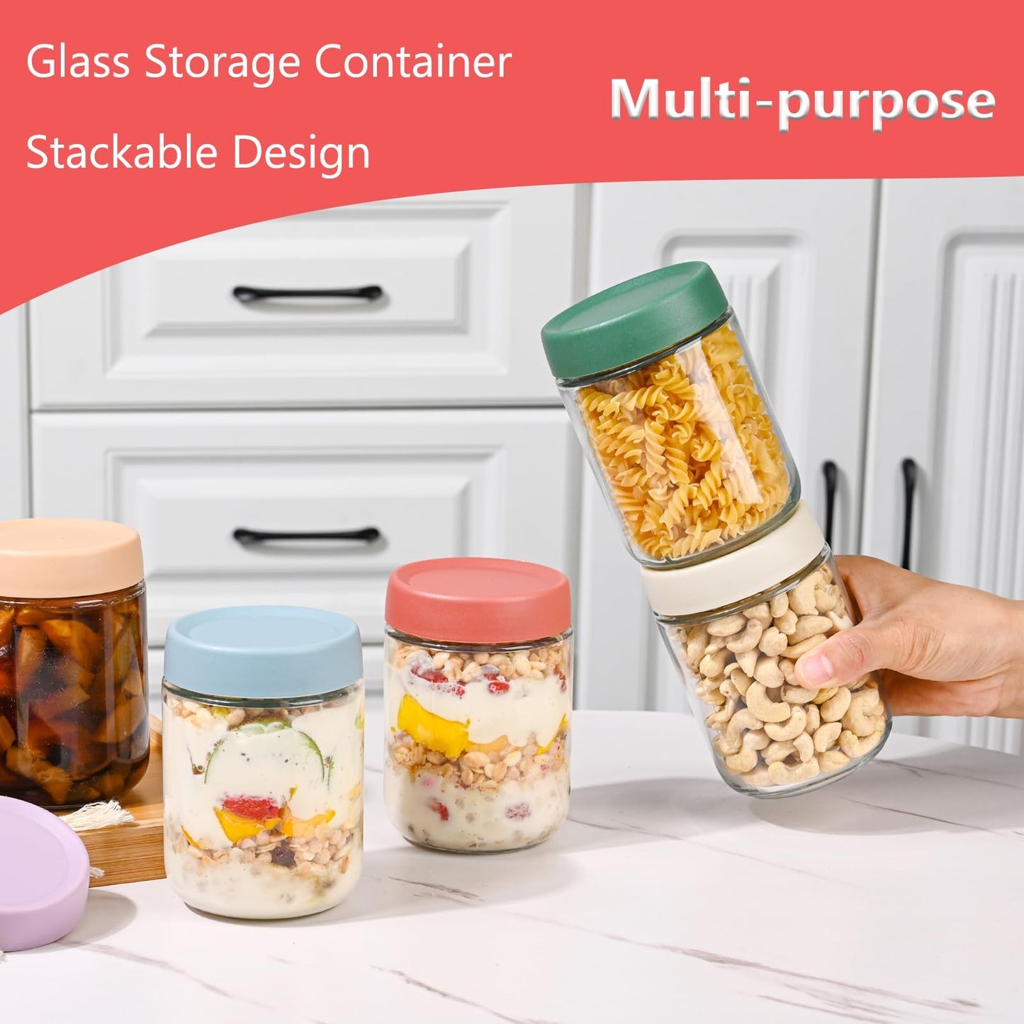 16 oz Glass Jars with Airtight Lids, 6 Pack