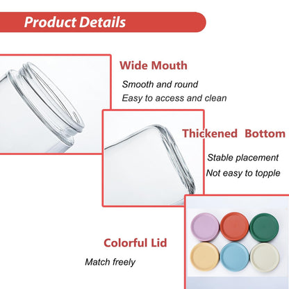 16 oz Glass Jars with Airtight Lids, 6 Pack