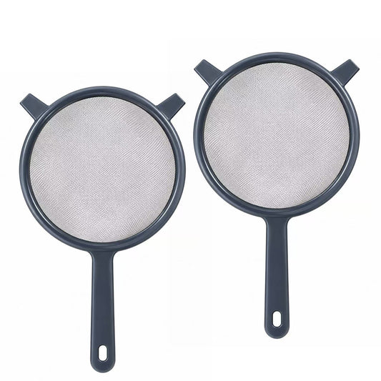 Set of 2, 18cm/7 inch Stainless Steel Food Strainer with Plastic Frame