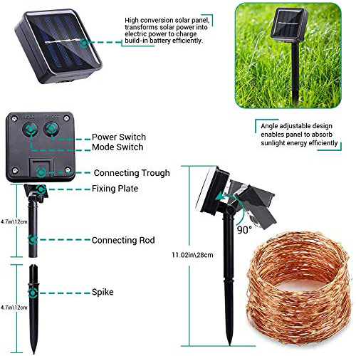 2 Pack Total 66ft 200LED Solar Fairy Lights Warm Light