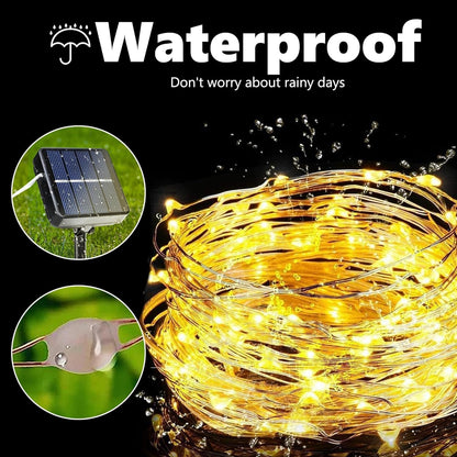 2 Pack Total 66ft 200LED Solar Fairy Lights Warm Light