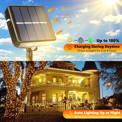 2 Pack Total 66ft 200LED Solar Fairy Lights Warm Light