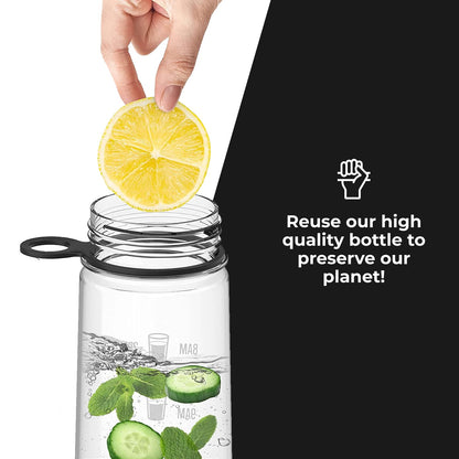 Plastic Water Bottle with Time Marker and Straw (2 options, Black Pink)