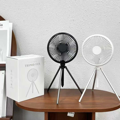 Portable Tripod Fan Built-in Light Detachable Rotable Head