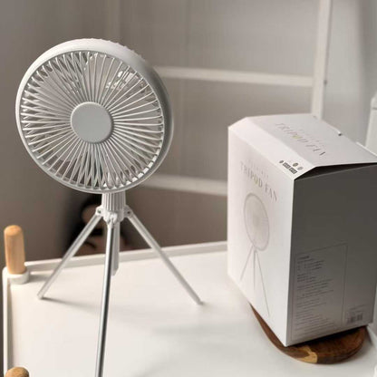 Portable Tripod Fan Built-in Light Detachable Rotable Head