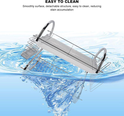 Dish Rack 2 Tier Bowl Dish Drainer Organized Kitchen Drying Rack for Tidy Space